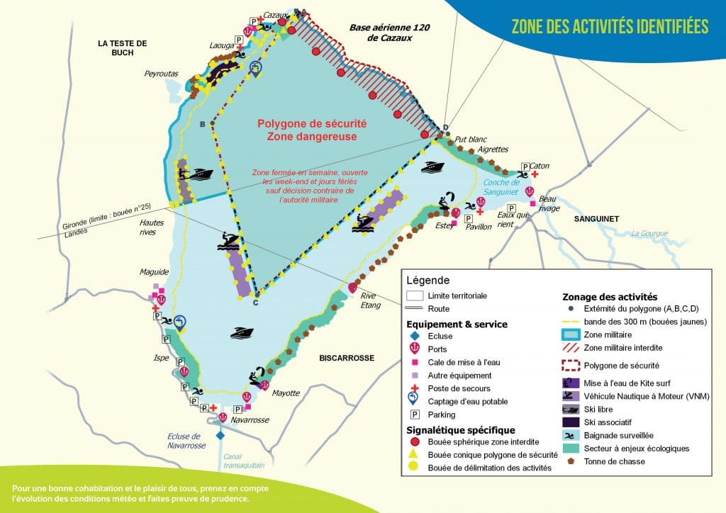 Plan de navigation du Lac de Cazaux